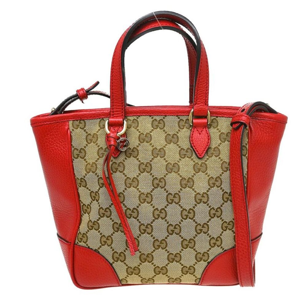 Gucci Bree Tote Gg Canvas With Leather Beige Canvas Handbag